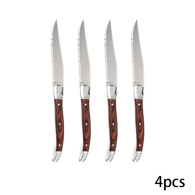 Ножи для стейков из нержавеющей стали в стиле Лагиоль, деревянные японские столовые приборы, столовый нож, столовые приборы для ресторана, столовые приборы 2/4/6/10 шт.