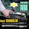 15000LM XHP360 High Power Led Flashlight Powerful Tactical Torch Rechargeable Super Long Range Outdoor Emergency Camping Lantern