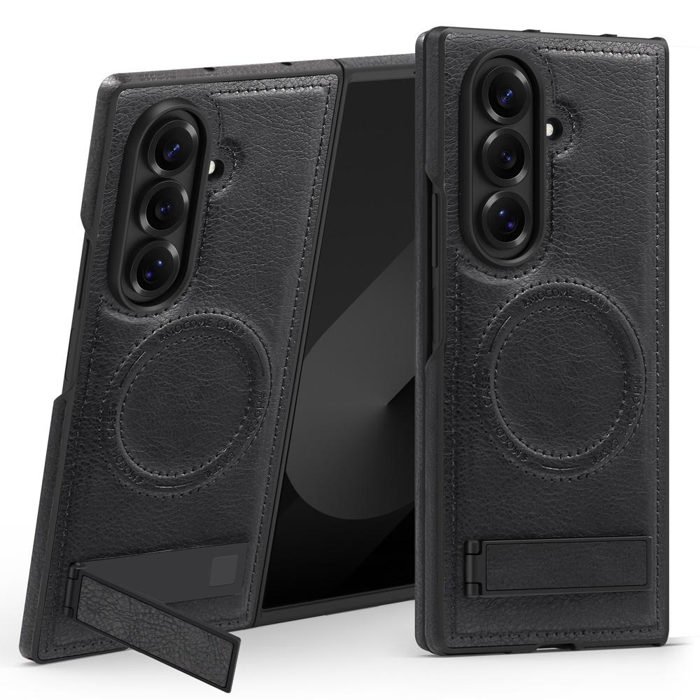 KEYSION Роскошный магнитный чехол из искусственной кожи для MagSafe для Samsung Galaxy Z Fold 7 5G, подставка, беспроводная зарядка, задняя крышка для телефона