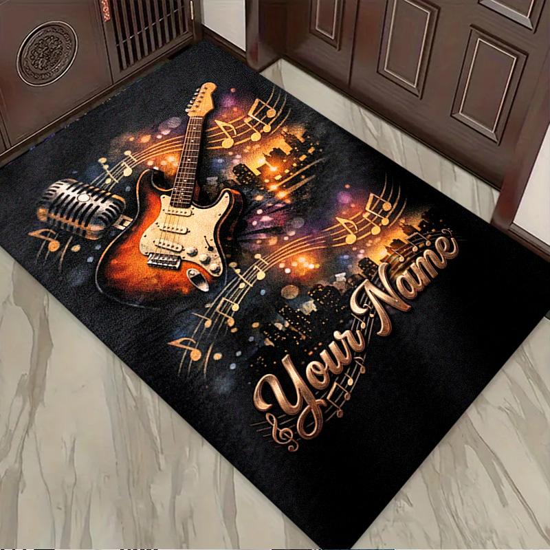 Name Custom Guitar Carpet Rug for Living Room Bedroom Home Sofa Decoration,Kids play Non-slip Floor Mat