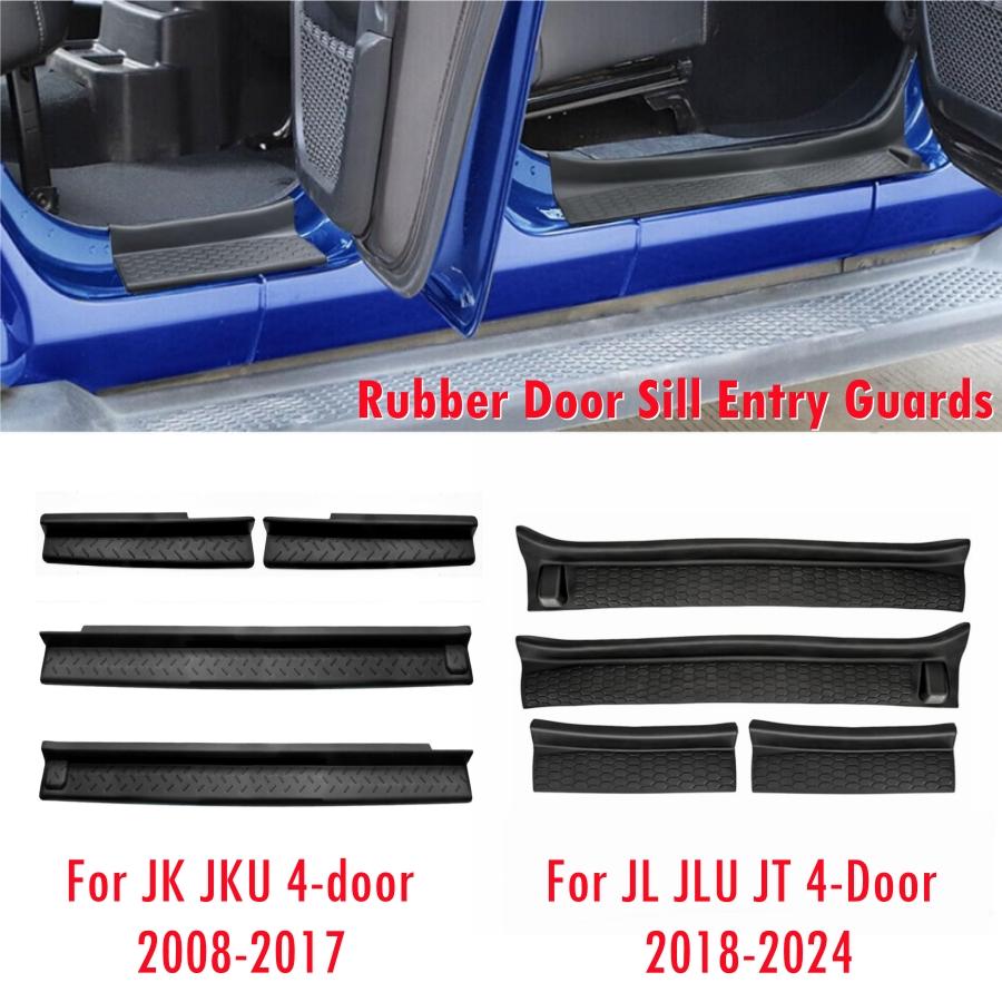 Для Jeep Wrangler 4-дверный 2008-2024 JK JKU JL JLU Черный Защититель Порога Gladiator JT Резиновые Накладки на Пороги Замена
