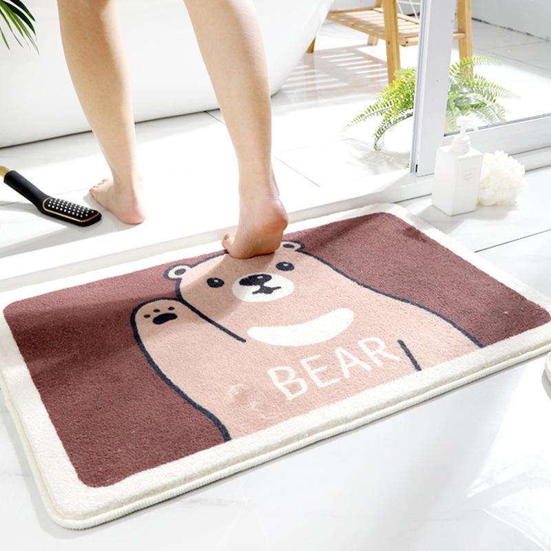 Cartoon Cashmere Floor Mat Entry Door Mat Toilet Bathroom Absorbent Plush Carpet Foot Mat Thick Carpet Non-slip