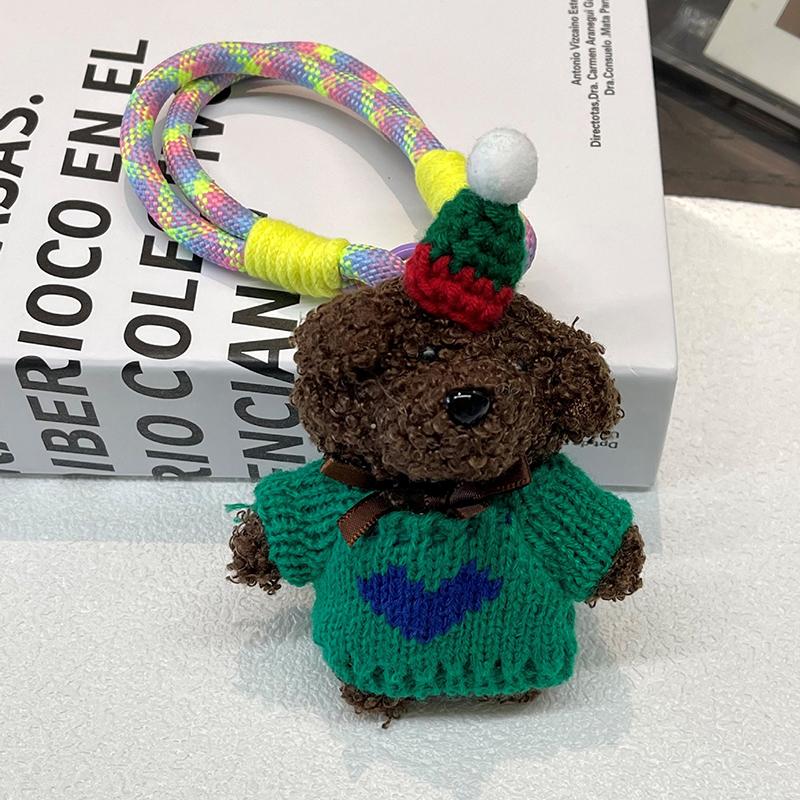 Милая плюшевая сумка ручной работы в виде медведя на ремешке для мобильного телефона с цветной веревкой, брелок для сумки-куклы