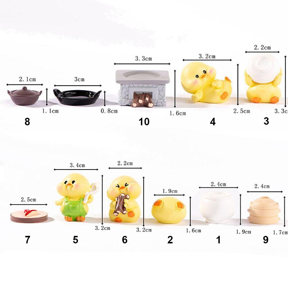 Resin Little Cooking Duck Statue Fairy Garden Desktop Knick-knacks Cartoon Yellow Duck Figurines