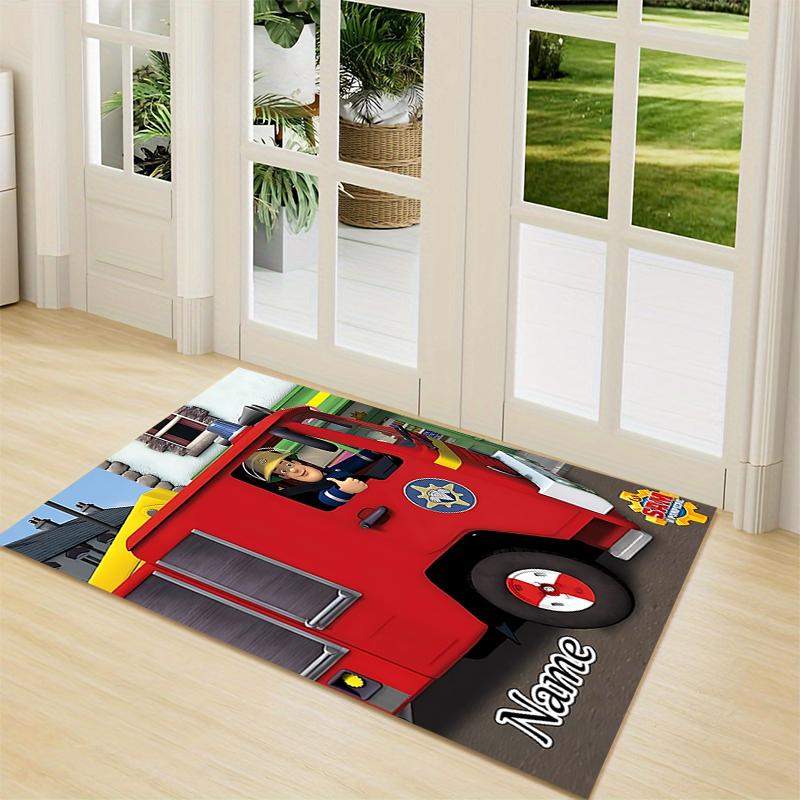Custom Name Firefighters action. Carpet Rug Customizable Soft Washable Anti-Slip Home Living Room Sofa Mats Personalized Rug. 0909275