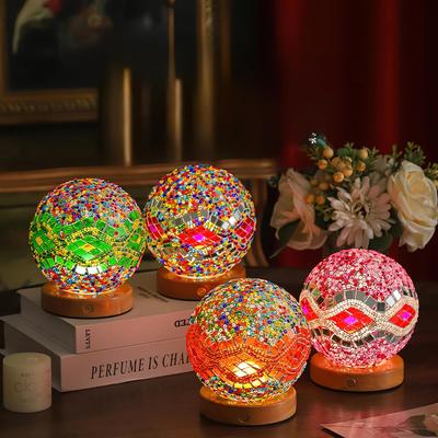 Турецкая витражная лампа, уникальный светильник в богемном стиле, марокканский фонарь для гостиной (Бохо B Синий)