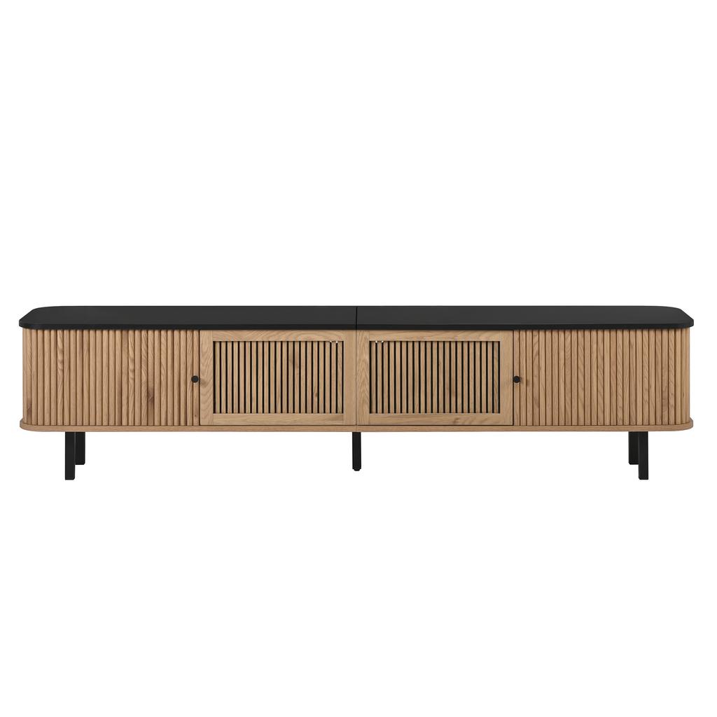 Modern TV cabinet, TV stand, TV panel, low TV cabinet. Two sliding doors, two lattice doors, unique design. 190 x 35 x 45 cm (L x W x H)