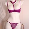 Европейский и американский сексуальный кружевной сетчатый комплект нижнего белья с открытой промежностью и бретелями-халтер