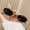 Full Diamond Oval Frame High-end Sense Ins Sunglasses For Women Taking Photo Styling Retro Sunglasses 9882-1