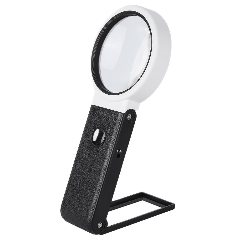LED Magnifier ABS Handheld Magnifying Glass Foldable HD Lens for Observation and Electronic