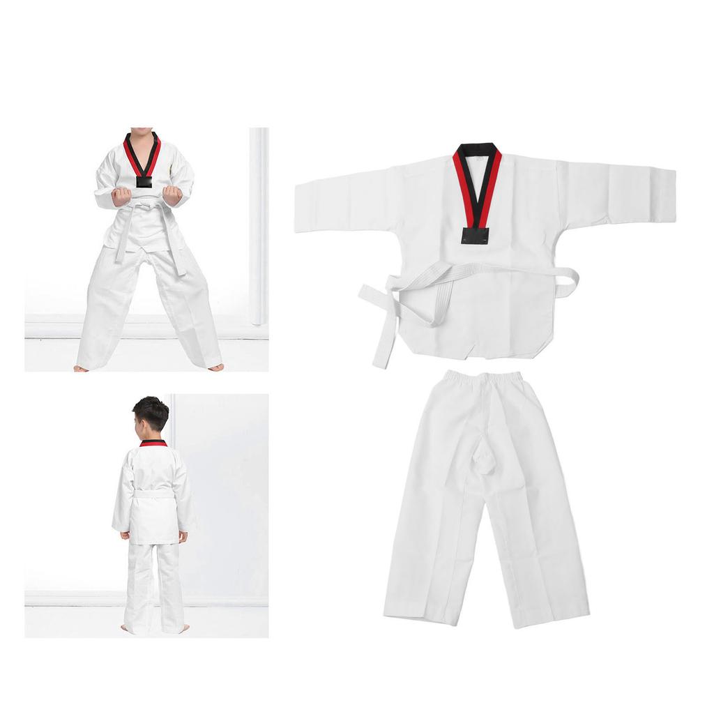 Детская белая форма для тхэквондо TKD костюмы одежда WTF каратэ дзюдо тхэквондо добок одежда