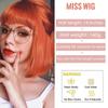 MISSQUEEN Короткий парик из синтетического волокна оранжевого цвета с челкой для женщин, ежедневный парик, черный, коричневый, серый, длина до плеч
