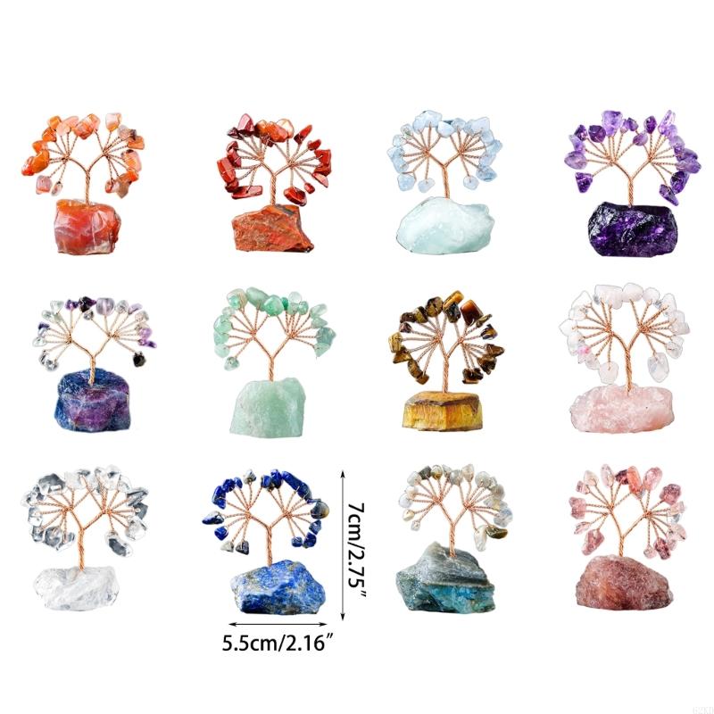 62KD Unique Crystal Sculpture Handmade Crystal Money Tree for Good Luck Wealth Health Figurine OnNatural Stone Base