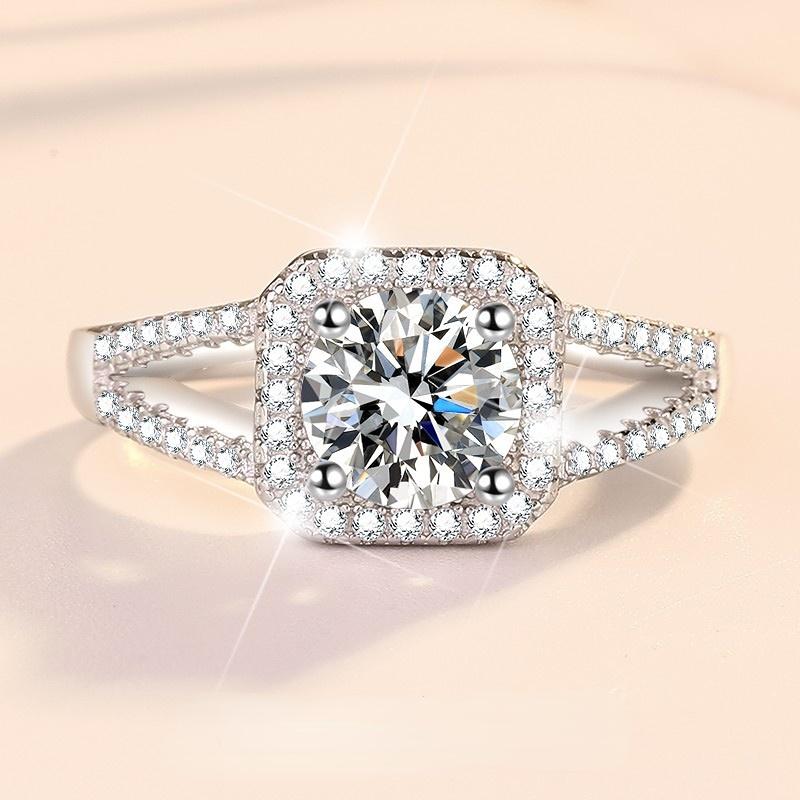 S925 Sterling Silver Ring Moissanite Ring Engagement Wedding Woman 1 Carat Diamond Jewelry