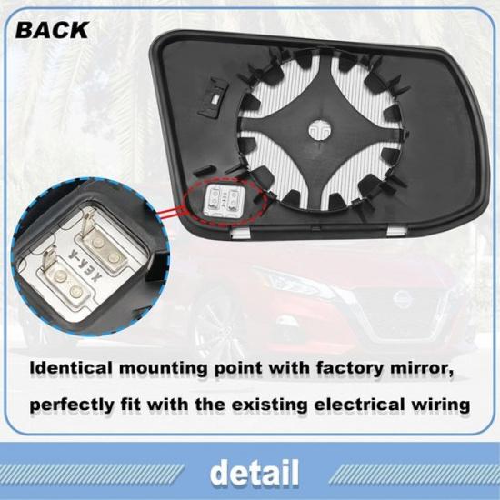 Стекло бокового зеркала с подогревом, с задним креплением, Совместимо с Altima Nisan-L