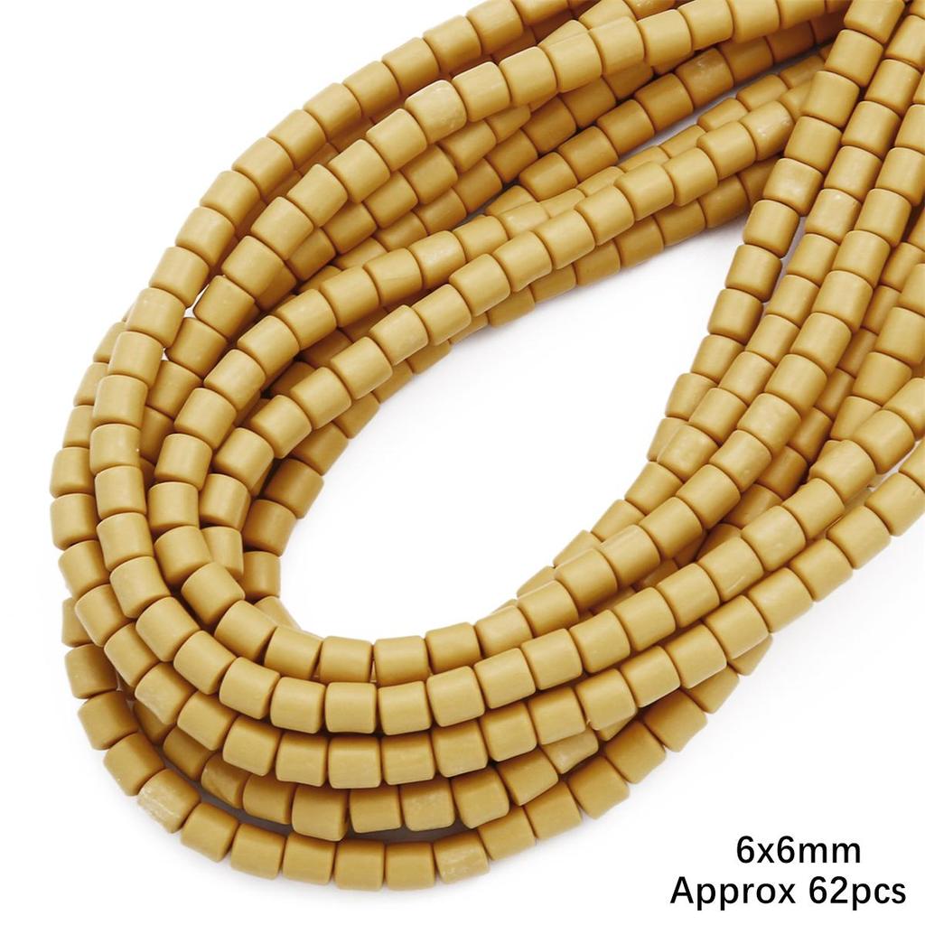 60pcs/Bag 6x6mm Flat Round Cylinder Polymer Resin Clay Beads Loose Spacer Handmade Beads For DIY Jewelry Making Bracelets Necklaces Crafts 38cm/15