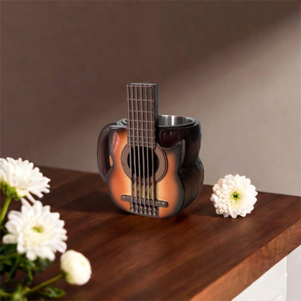 Кружка кофейная 'Музыкальный инструмент' из нержавеющей стали, дизайн скрипки, посуда для напитков, для любителей музыки