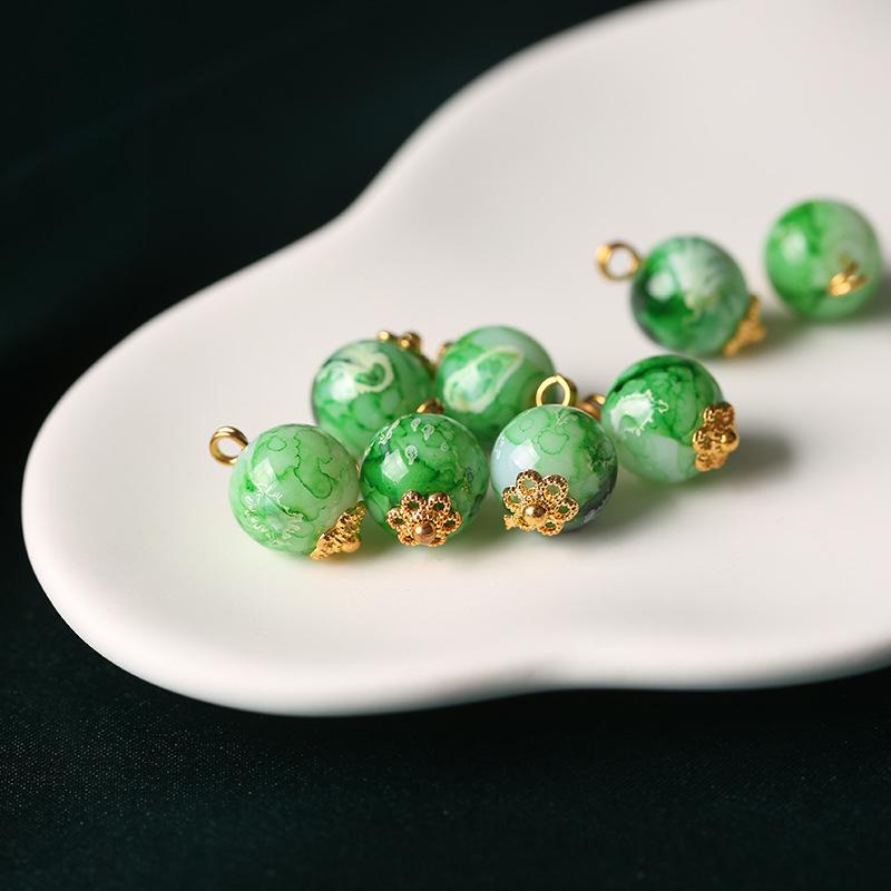 10 шт. традиционных китайских пуговиц 10 мм, цветные стеклянные пуговицы с ножкой, аксессуары для женской одежды