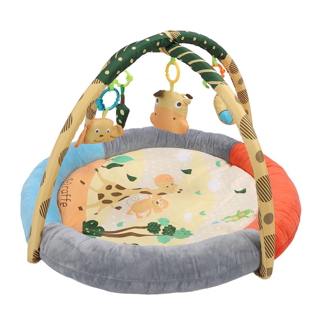 Плюшевый детский гимнастический коврик с мягким хлопковым наполнителем, дышащий, круглой формы, с приподнятым краем, коврик для занятий на животе