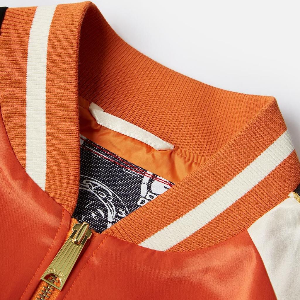 Evisu Color Block Wind God Brothers Letter Logo Embroidered Baseball Collar Jacket Men Jacket Brick 2ESHTM1JK704XX