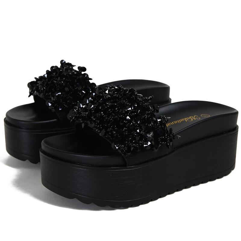 Маффиновые летние женские сандалии на толстой подошве, однословные, нескользящие, с мягкой подошвой, новинка 2025 года, женские пляжные шлепанцы с открытым носком