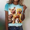 Модная женская футболка с 3D-принтом в виде кошки Kawaii, короткий рукав, круглый вырез, летняя повседневная уличная простая одежда