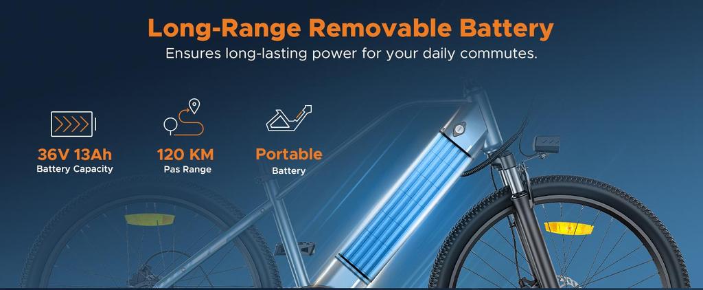 Городской электровелосипед ENGWE MileTrail 1 – Запас хода 120 км с датчиком крутящего момента, Тихий двигатель, Регулируемая конструкция, Гидравлические тормоза