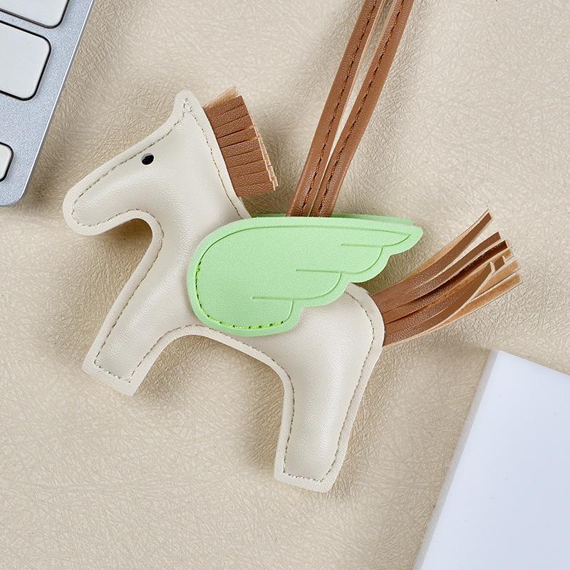 Брелок-подвеска в виде пони Пегаса с кисточкой - милый кожаный мультяшный контрастный цветной шарм