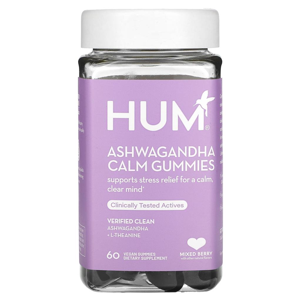 HUM Nutrition Ashwagandha Calm Gummies, Mixed Berries, 60 Vegan Gummies