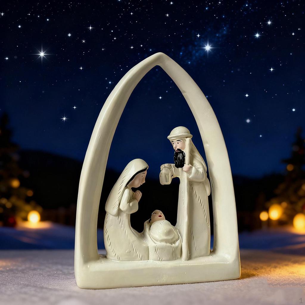 Holy Family Statue White Collection Religious Decorative Tabletop Ornament Sculpture for Office
