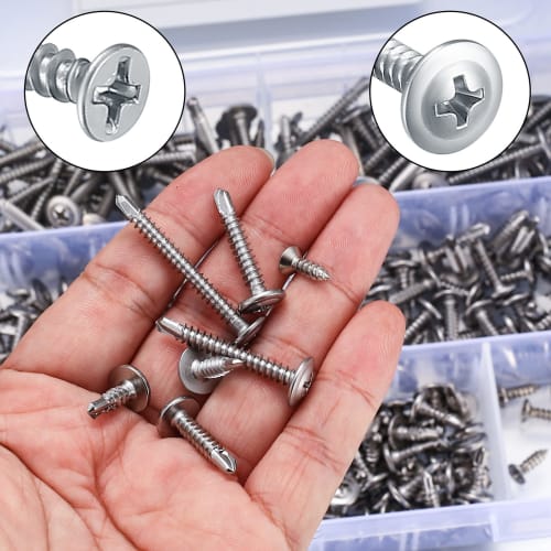 250 Self-Tapping Screws, Crosshead Screws, Stainless Steel Self-Drilling Screws, Pan Head Screws - M4.2x13/16/19/25/32/38mm, 3.5x12mm
