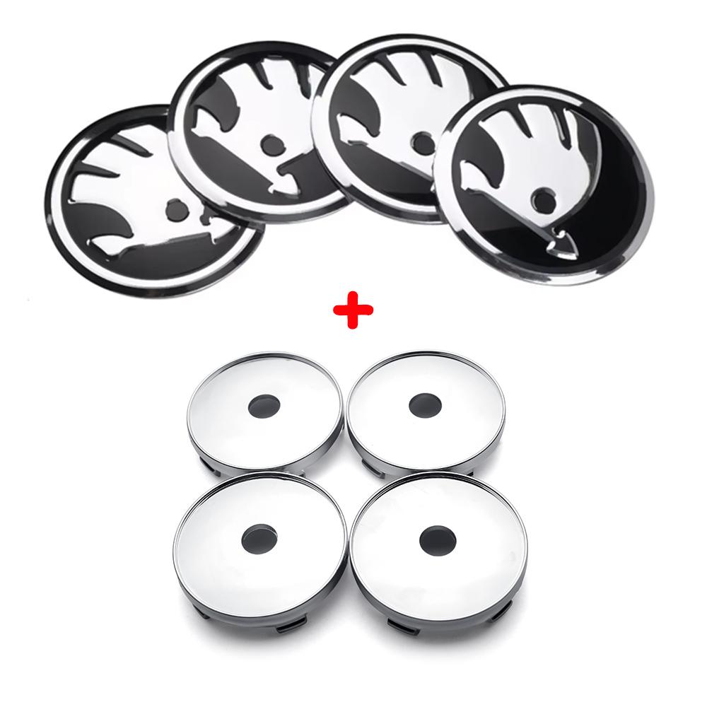 56/60mm Car Styling Wheel Center Hub Cap Sticker Car Decoration Decal For Skoda Octavia Fabia Superb Kodiaq VRS VII Scala Karoq