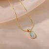 Dainty Gold Chain Oval Pendant Necklace For Women Elegant Minimalism For Office Necklace