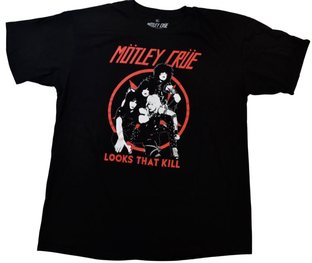 Ripple Junction Мужская Футболка с принтом Motley Crue Looks That Kill Черная Новая 2XL Унисекс