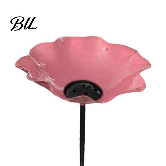 Bee Watering Station Garden Metal Flower Stake Decorative Bird Bath Ground Insert Butterfly Drinking Bowl for Backyard Pollinators Wild Birds