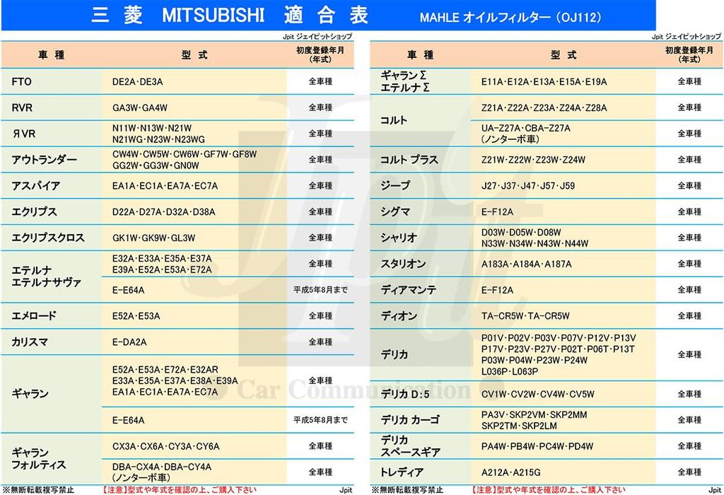 [Комплект из 2 штук] Фильтр MAHLE Mare Mitsubishi Mazda Nissan RVR Outlander Aspire Eclipse