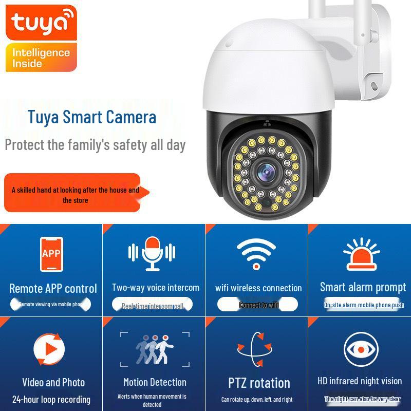 Tuya Уличная WiFi HD IP-камера IP66 Водонепроницаемая Беспроводная Камера Ночного Видения PTZ