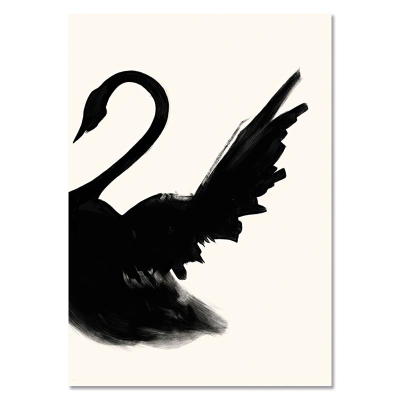 Современный стиль, настенные художественные постеры с животными, черно-белый лебедь, холст, картины, украшения для спальни, скандинавские картины для домашнего декора