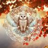 Owl Metal Wind Chime Dual Direction Rotating Spiral Design Outdoor Garden Decor Easy Install No Power Needed Hanging Decoration