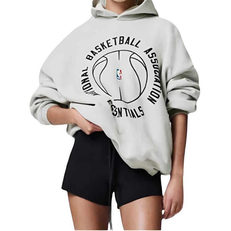 Fear of God Essentials NBA x Barkley Hendricks 90s Hoodie Heather Stone W/ Heather Rib Women Tops Tan 192BH266903F