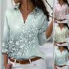 Fashion New Peach Print Plus Size Blouse Women Tops V-neck Long Sleeve Office Loose Shirt Woman Vintage Elegant Floral Button Up Shirts 24665