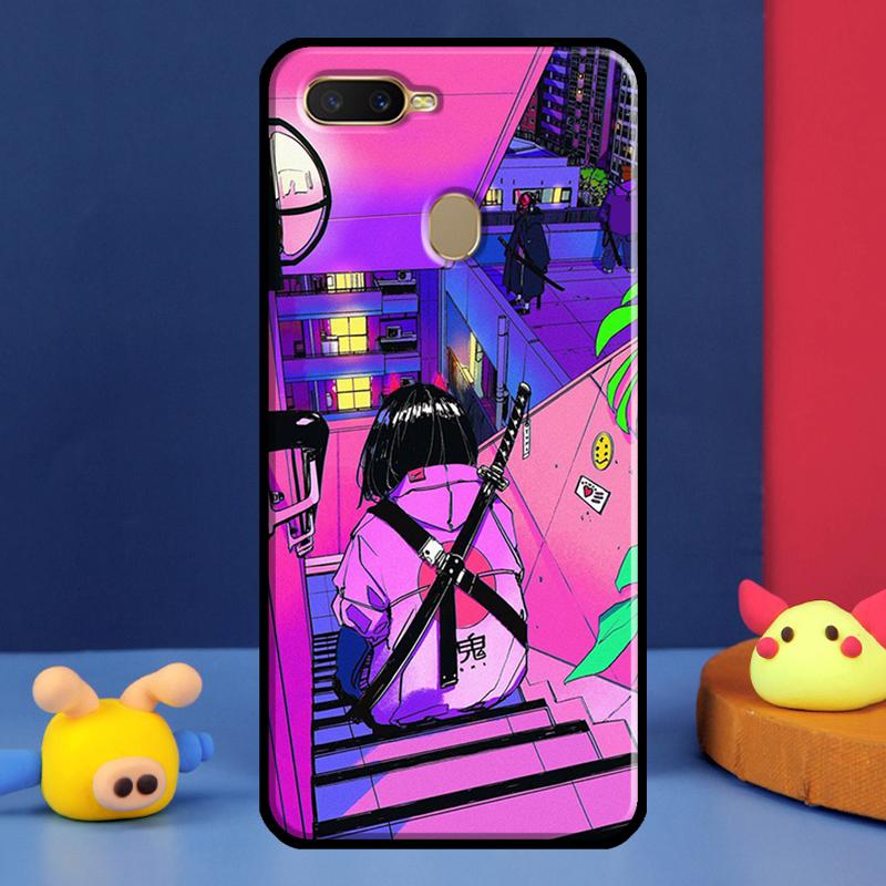 Чехол Vaporwave Glitch Аниме для Oppo A98 A78 A58 A15 A16 A17 A5 A9 A91 A52 A72 A76 A96 A74 A94 A54 S A57 A77