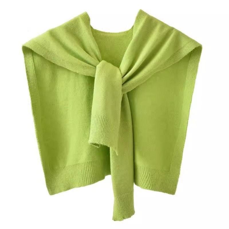 Autumn Knitted Shawl Women's Thin Outer with Small Vest, Spring and Autumn Knitted Sweater with Shoulder Scarf