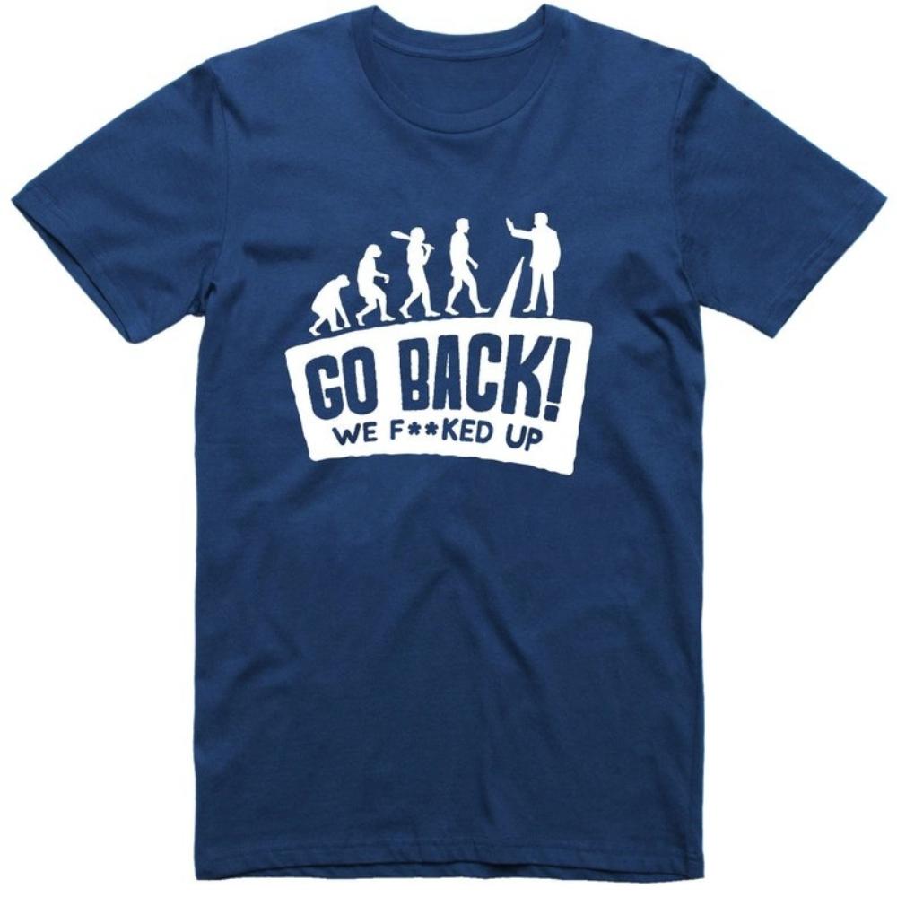 Mens Funny T Shirt Evolution Go Back Printed Tshirt Simple Casual Fashion Woman Man Cotton Vintage Streetwear Shortsleev