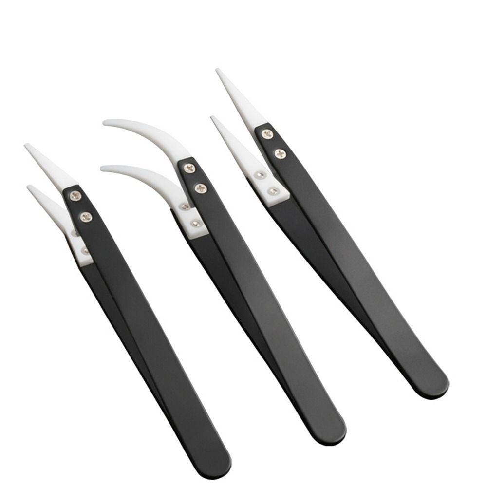 Керамические пинцеты с прямыми/изогнутыми кончиками, антистатические промышленные пинцеты, зажимной инструмент