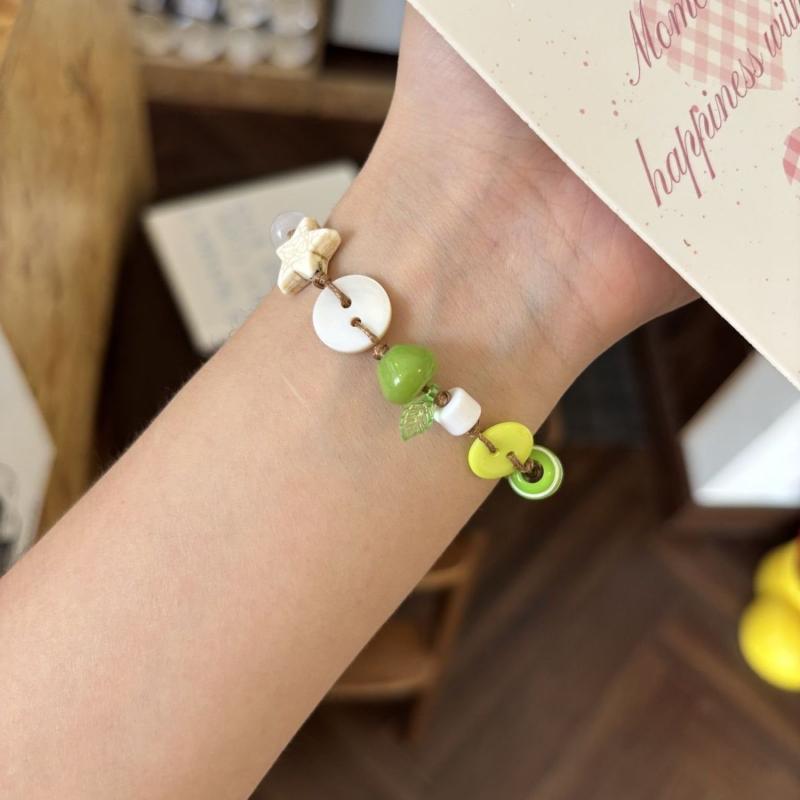 Lovely Apples Bracelet with Brown Cord Fashion Accessory for Girls Parties and Gifts
