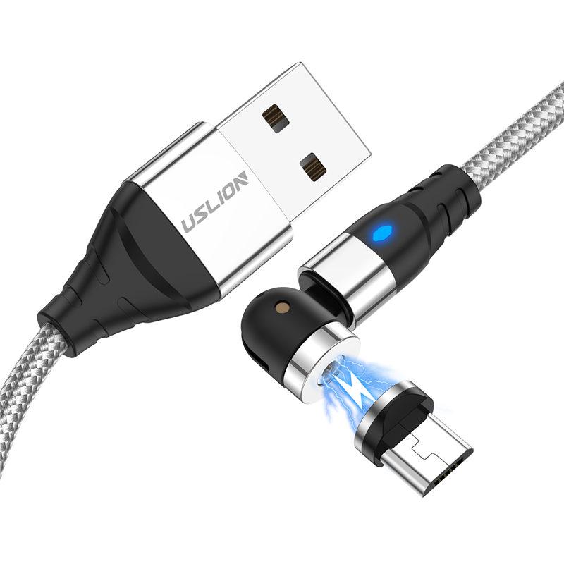 USLION 1M Магнитный кабель Micro USB для быстрой зарядки Кабель USB Type C Магнитный адаптер для зарядного устройства Кабель для передачи данных