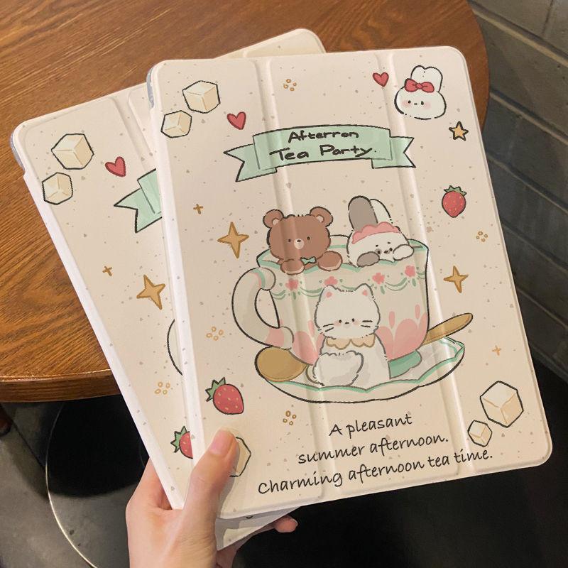 Чехол для iPad Pro2024 с рисунком милого медведя iPad Smart TPU чехол для iPad Air4 Air5 Air6 Pro11 Pro12.9 2022 2018 mini6/5/4 с держателем для карандашей