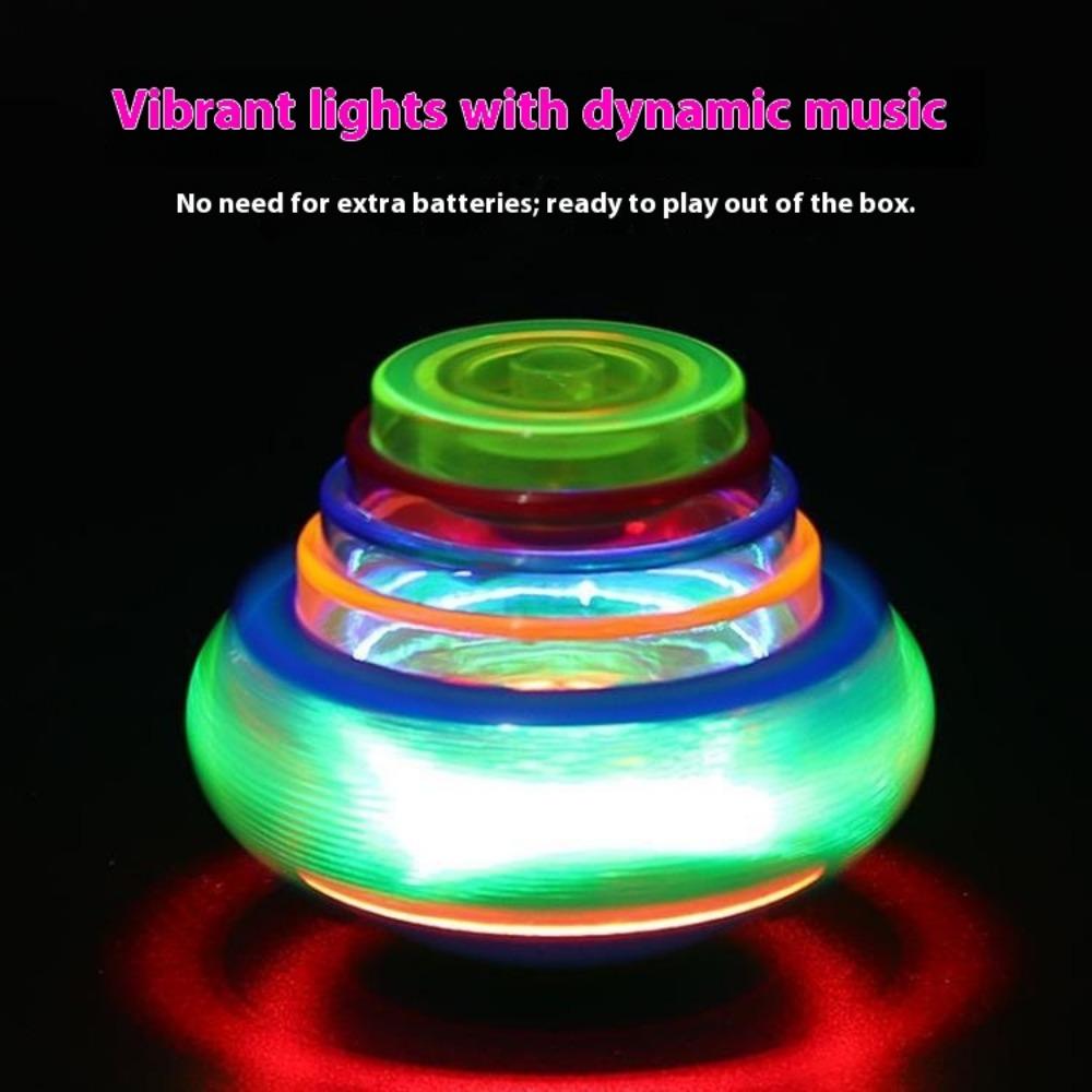 UFO Gyro Colorful Cartoon Gyro Music Rotating Outdoor Lights Children's Flash Toys