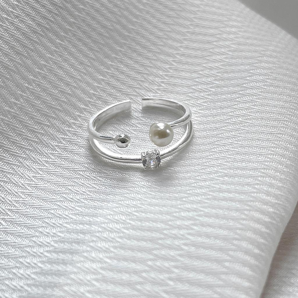 Кольцо с цирконием из стерлингового серебра 925 пробы, женское, легкое, роскошное, индивидуальное, модное, нежное, жемчужное, указательный палец, простое, двойное, ювелирное изделие, новое
